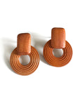 Pippa Tan Clip On Wooden Earrings