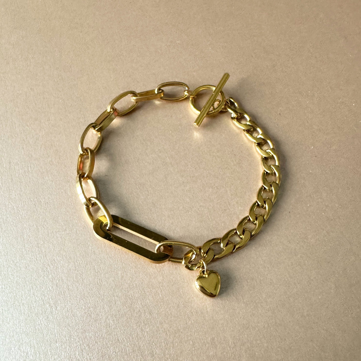 Danni Luxe 18k Gold T Bar Charm Bracelet Luxe Tones