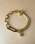 Danni Luxe 18k Gold T Bar Charm Bracelet