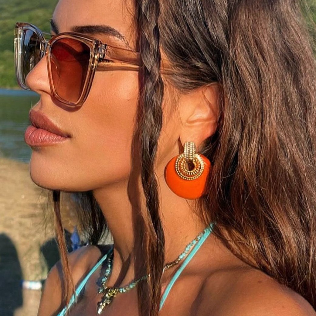 Lulu Large Terracotta Statement Disc Earrings