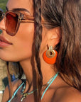 Lulu Large Terracotta Statement Disc Earrings