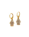 Saara Luxe 18k Gold Plated Hamsa Charm Huggie Earrings