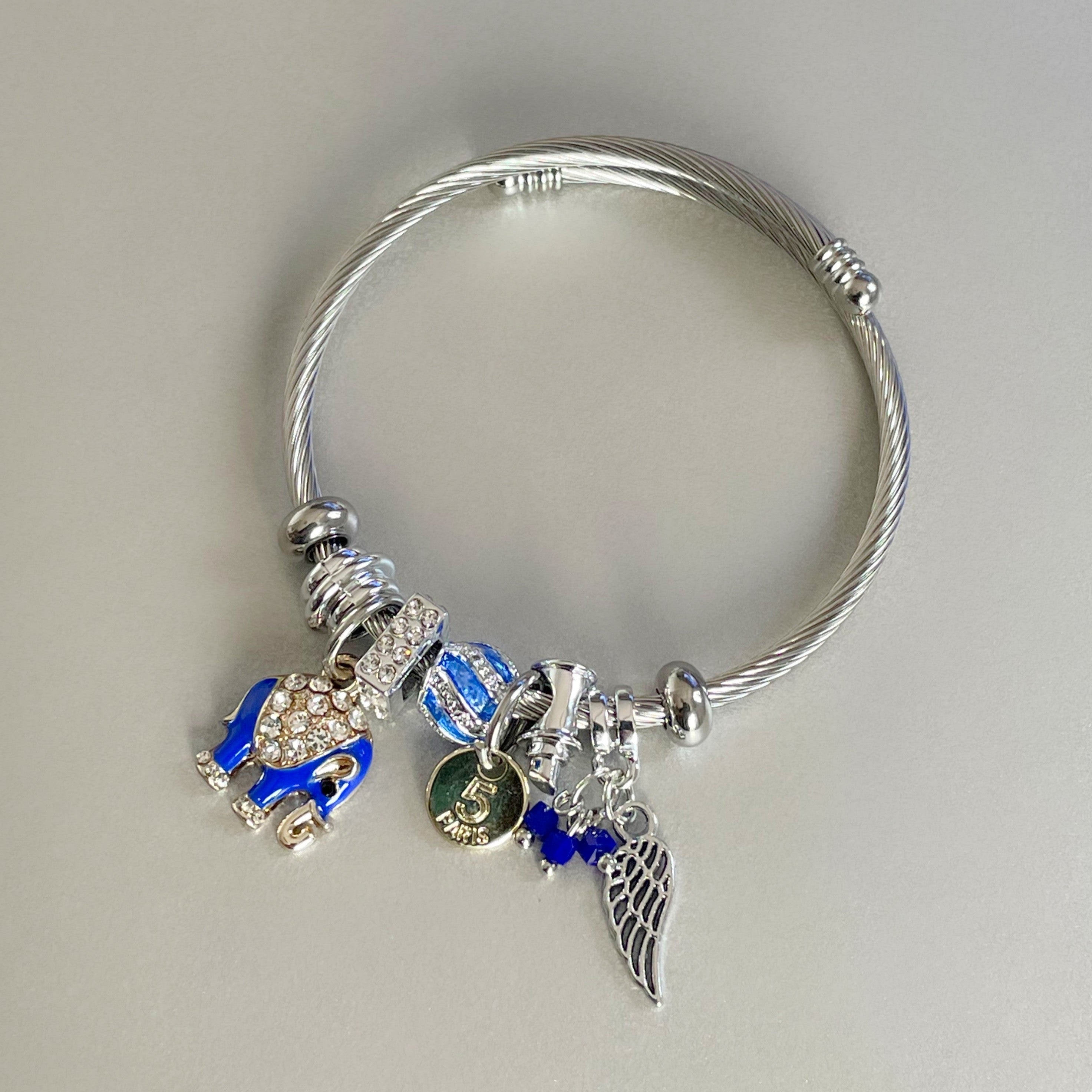 Nixi Silver  Elephant Charm Bracelet
