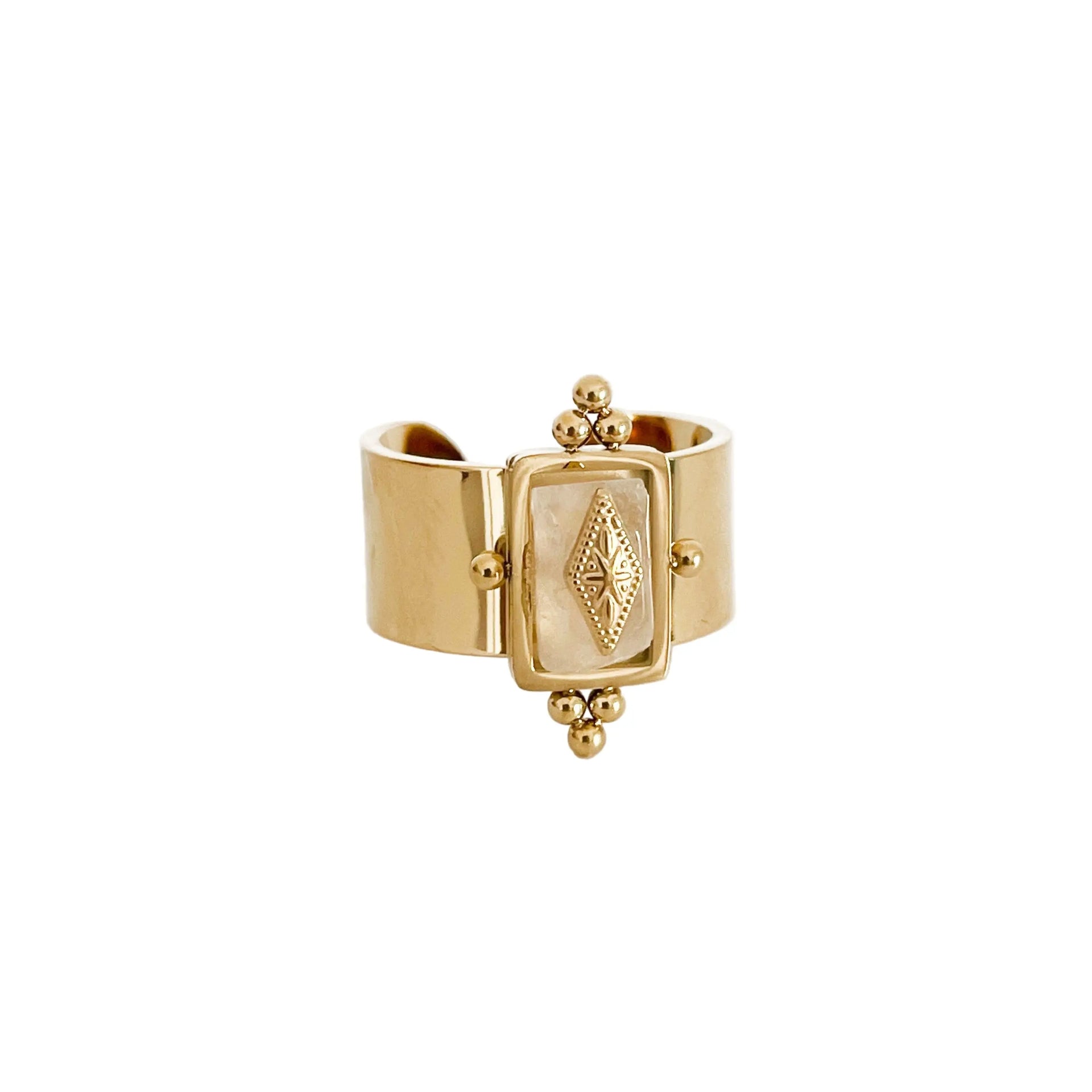 Luna 18K Plated Wide Band Irregular Crystal Ring