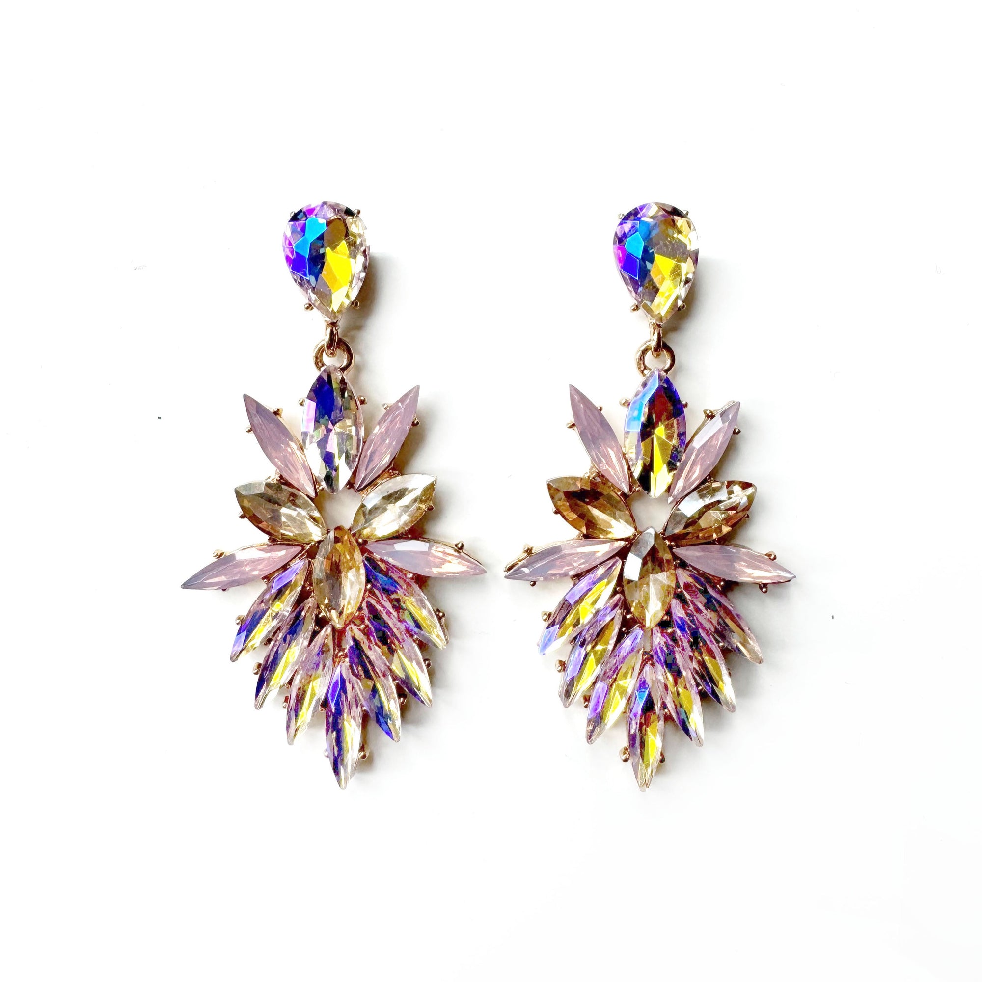 Genevieve  Pink Rhinestone Statement Earrings