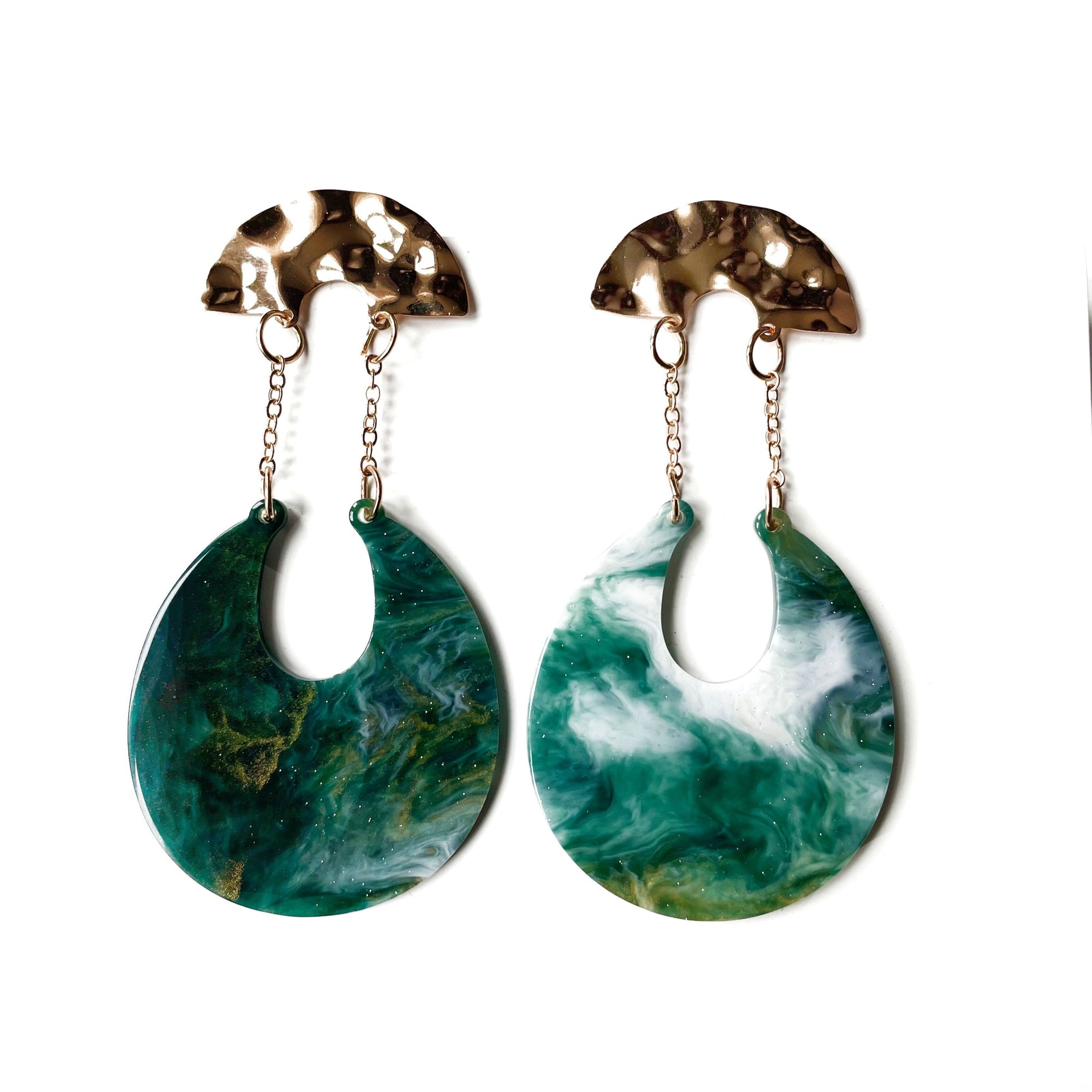 Ari Statement Green Marble Earrings