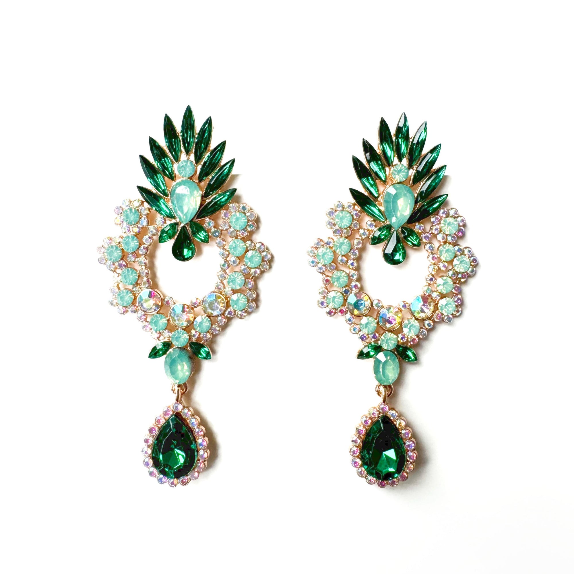 Clara Green Statement Jewel Earrings