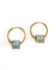 Golden Charm Necklace & Turquoise Hoop Earrings Set