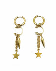 Aelin Luxe 18k Gold Plated Statement Dangle  Star Charm Hoop Earrings