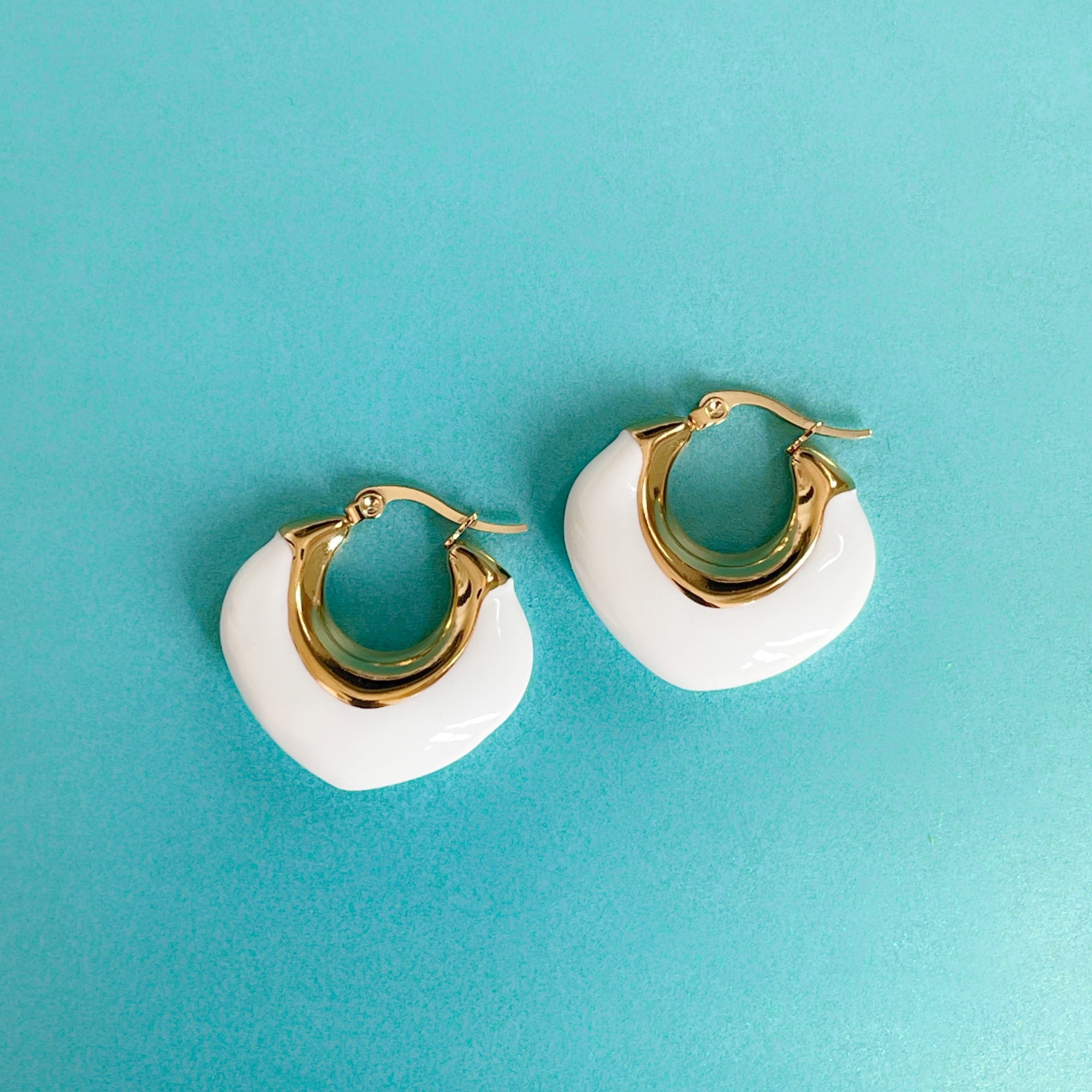 Lola Luxe 18k White Enamel Hoops