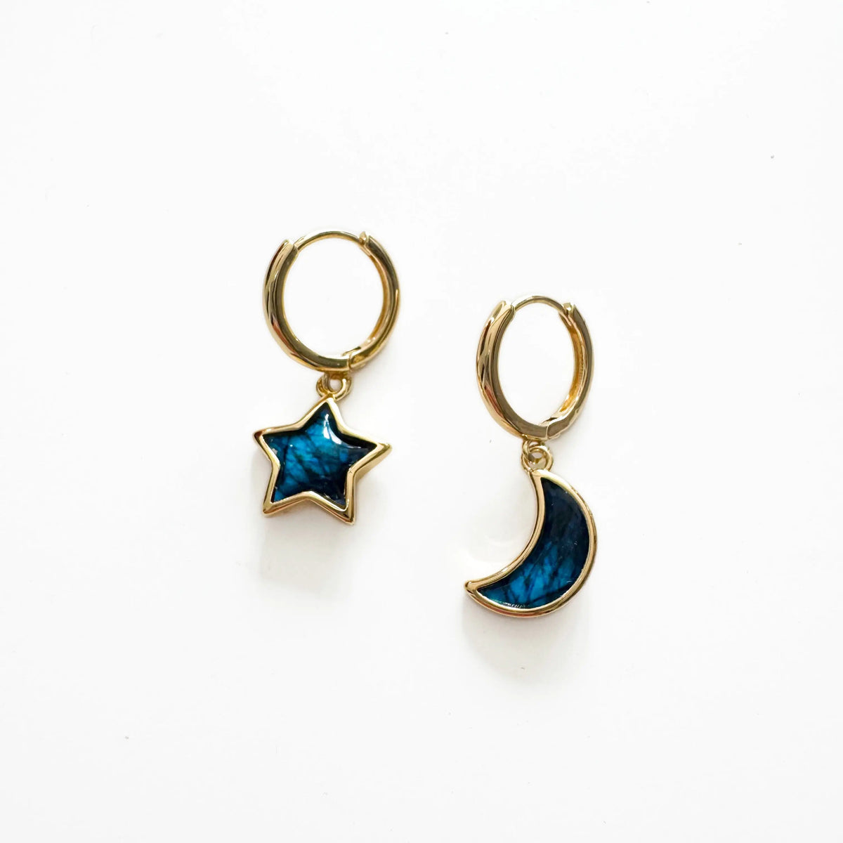 Maeve Mismatch Moon And Star Hoop Earrings – LUXE TONES
