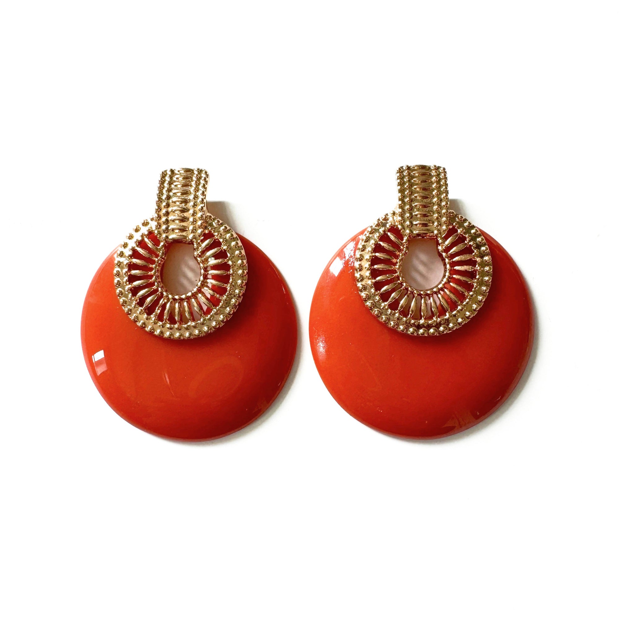 Lulu Large Terracotta Statement Disc Earrings