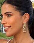 Analucia Peach Statment Jewel Earrings