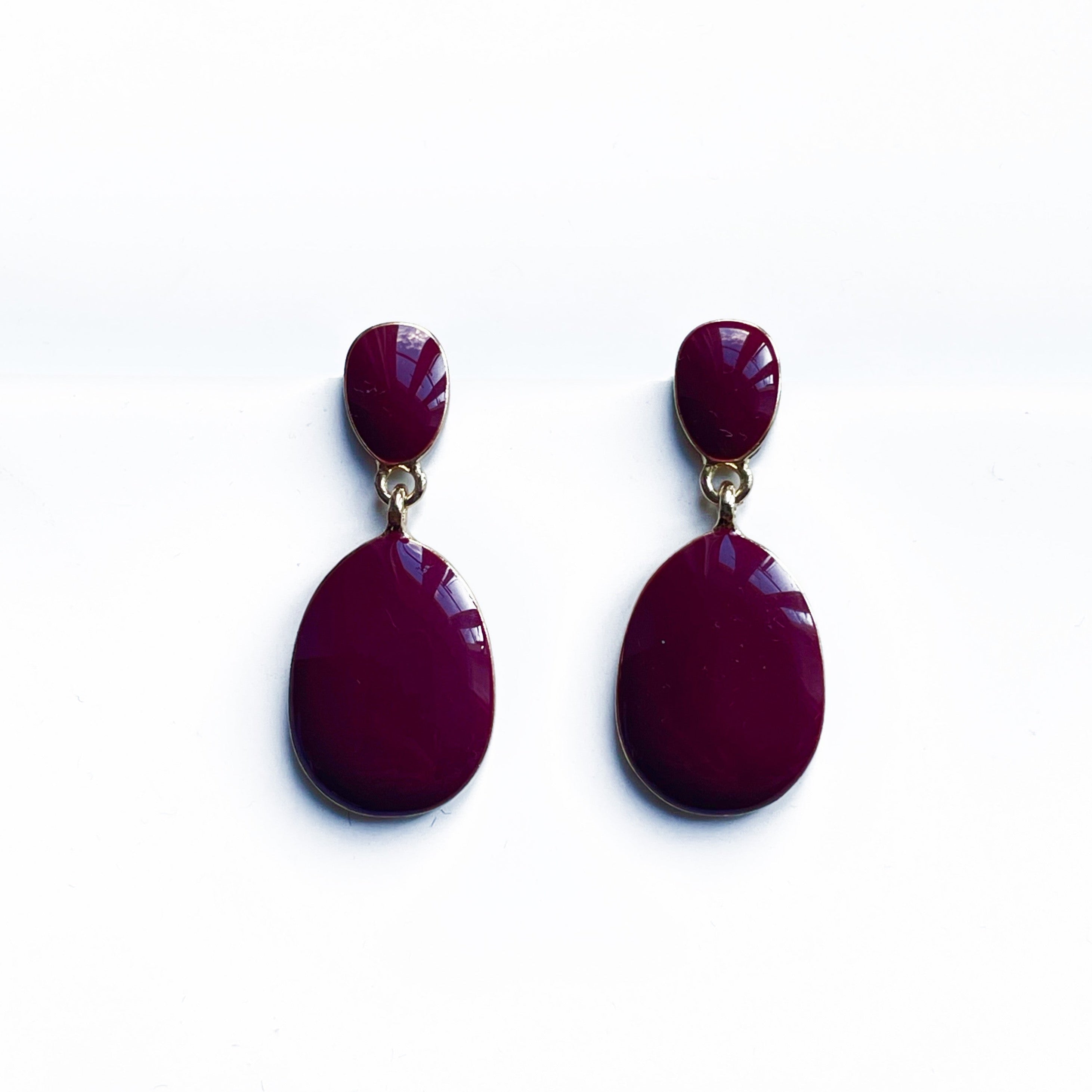 Leoni Burgundy Enamel Drop Earrings