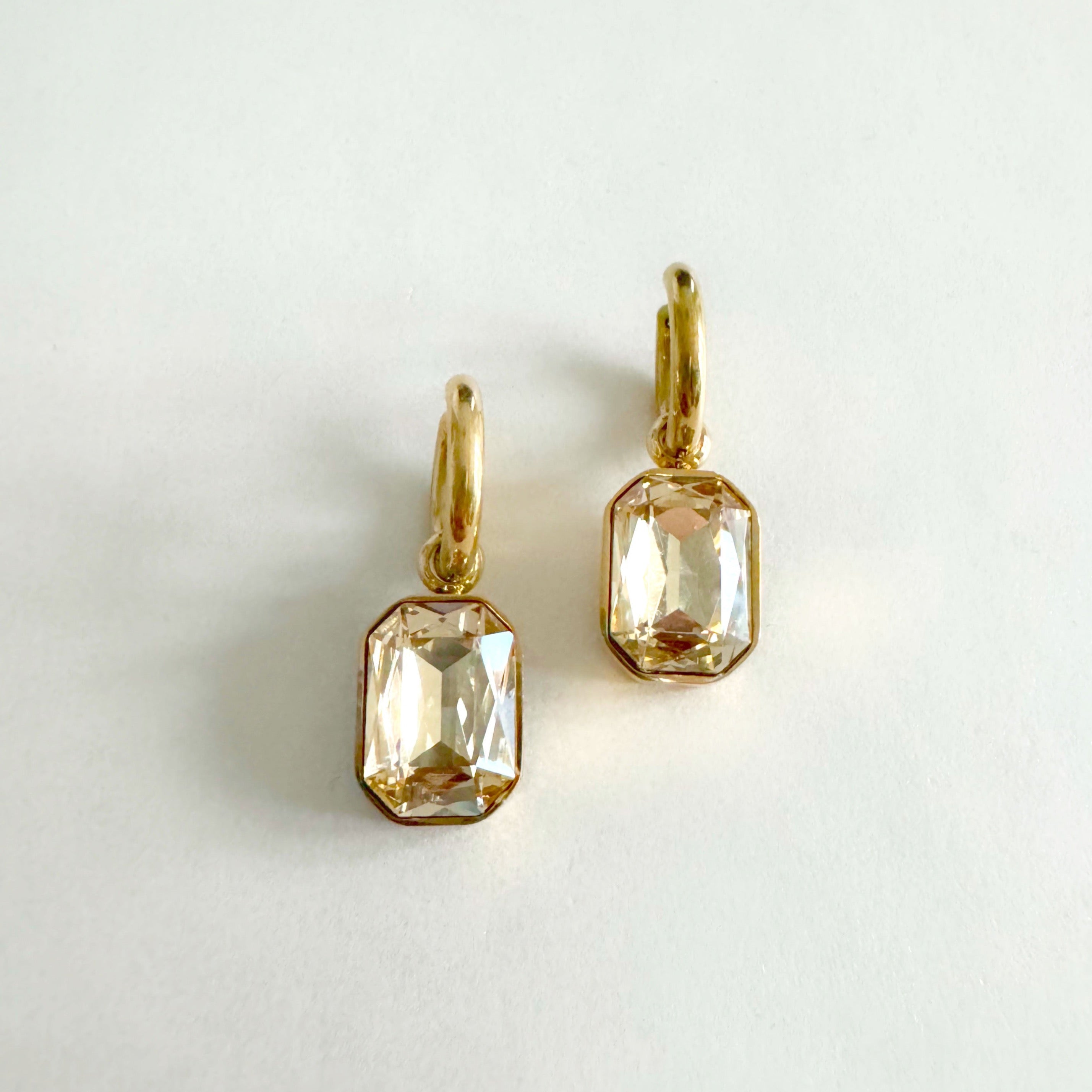 Rani Luxe 18k Gold Plated Champagne Jewel Earrings