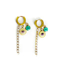 Leelee Luxe 18k Gold Plated Jewelled Evil Eye Charm Dangle Hoop Earrings