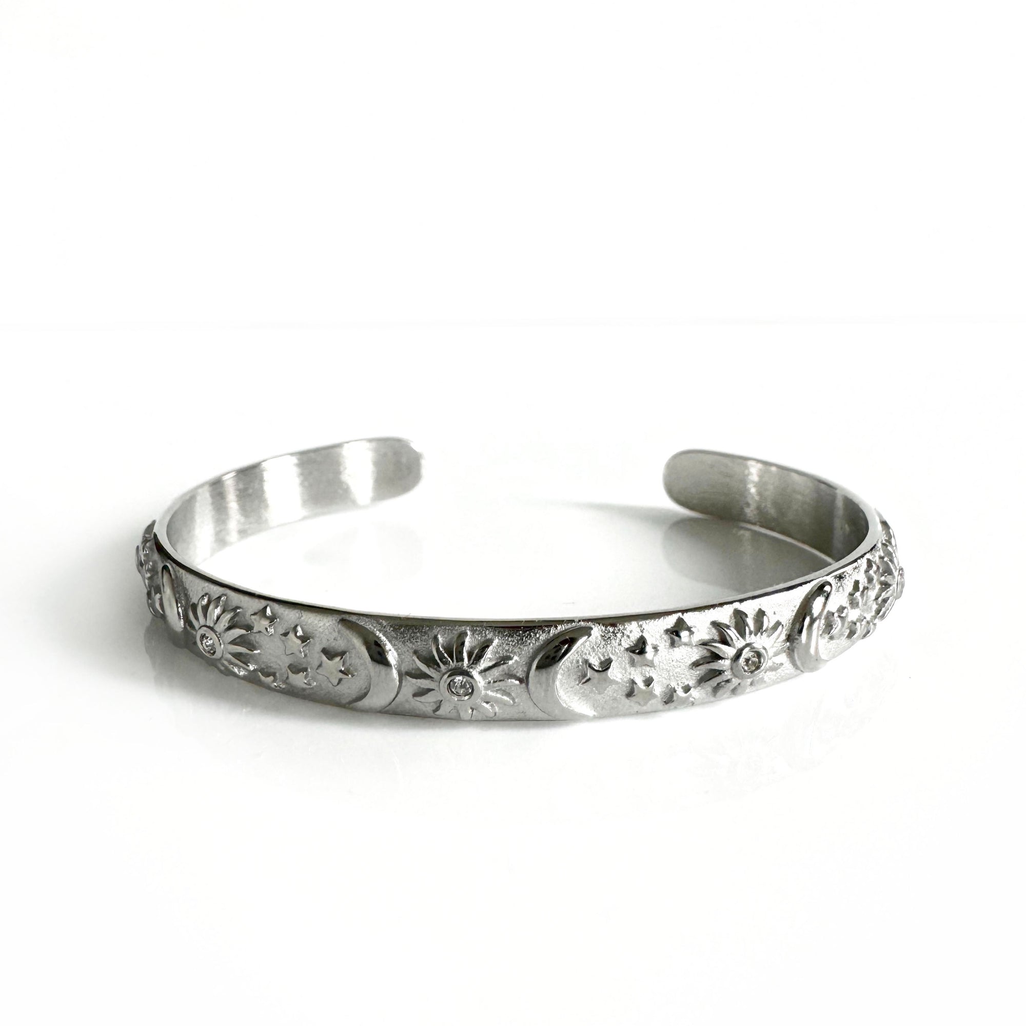 Helia Luxe Silver Tone Celestial Bangle