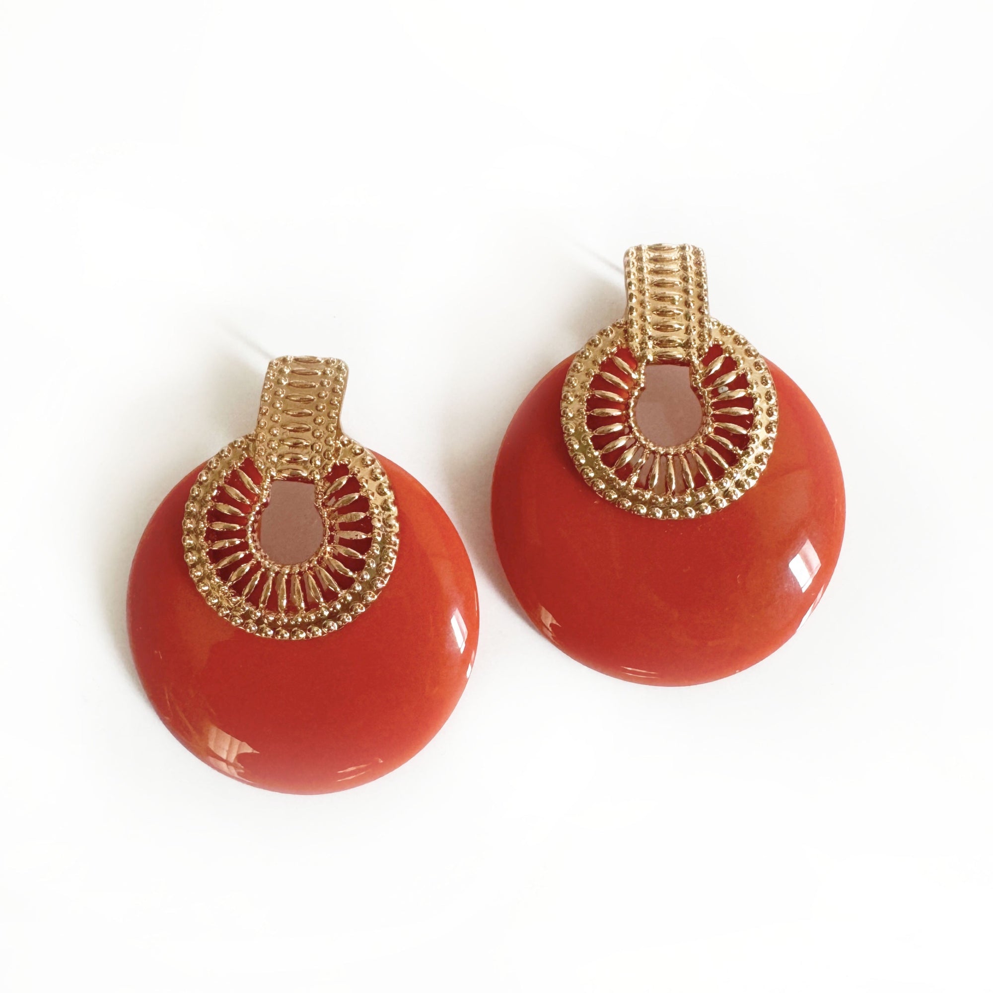 Lulu Large Terracotta Statement Disc Earrings