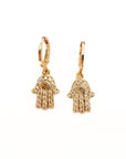 Saara Luxe 18k Gold Plated Hamsa Charm Huggie Earrings