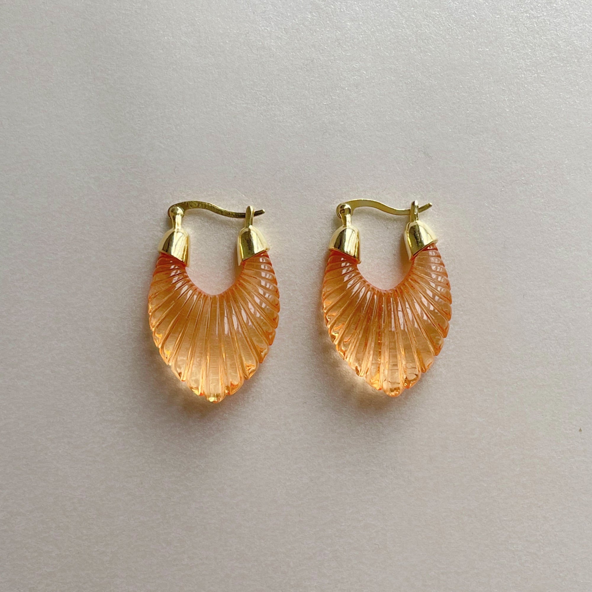 Apricot Ridged Hoop Earrings 