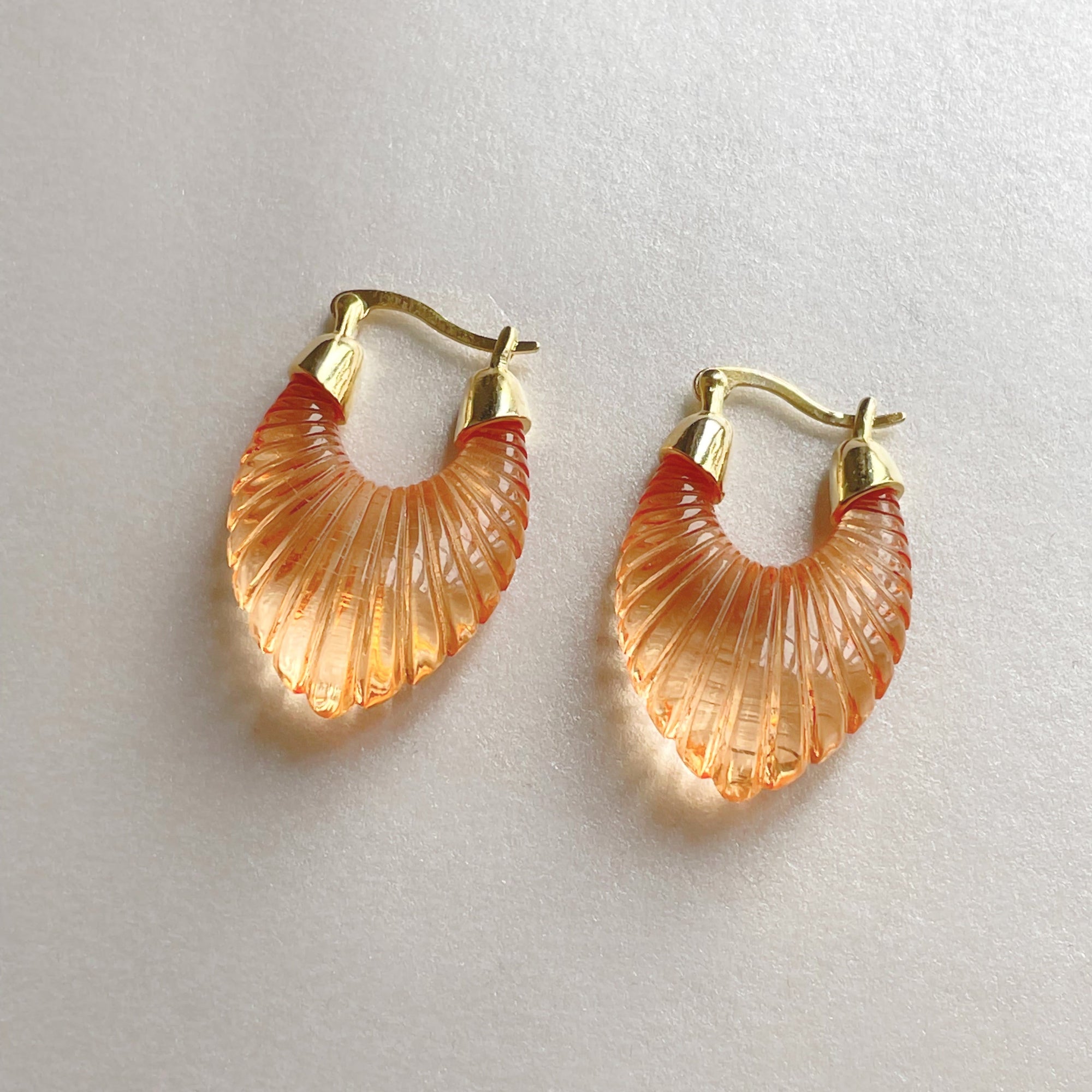 Apricot Ridged Hoop Earrings 