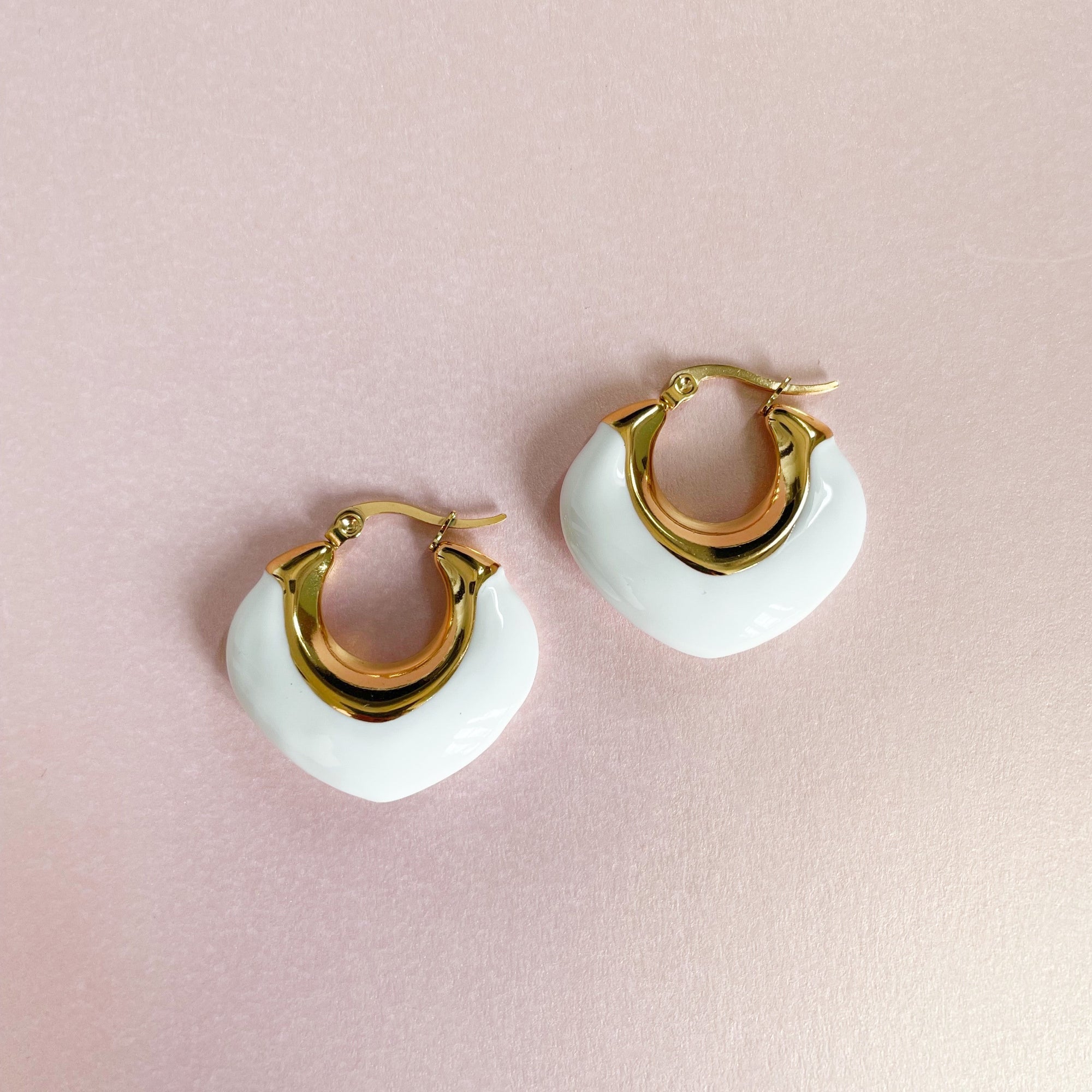 Lola Luxe 18k White Enamel Hoops