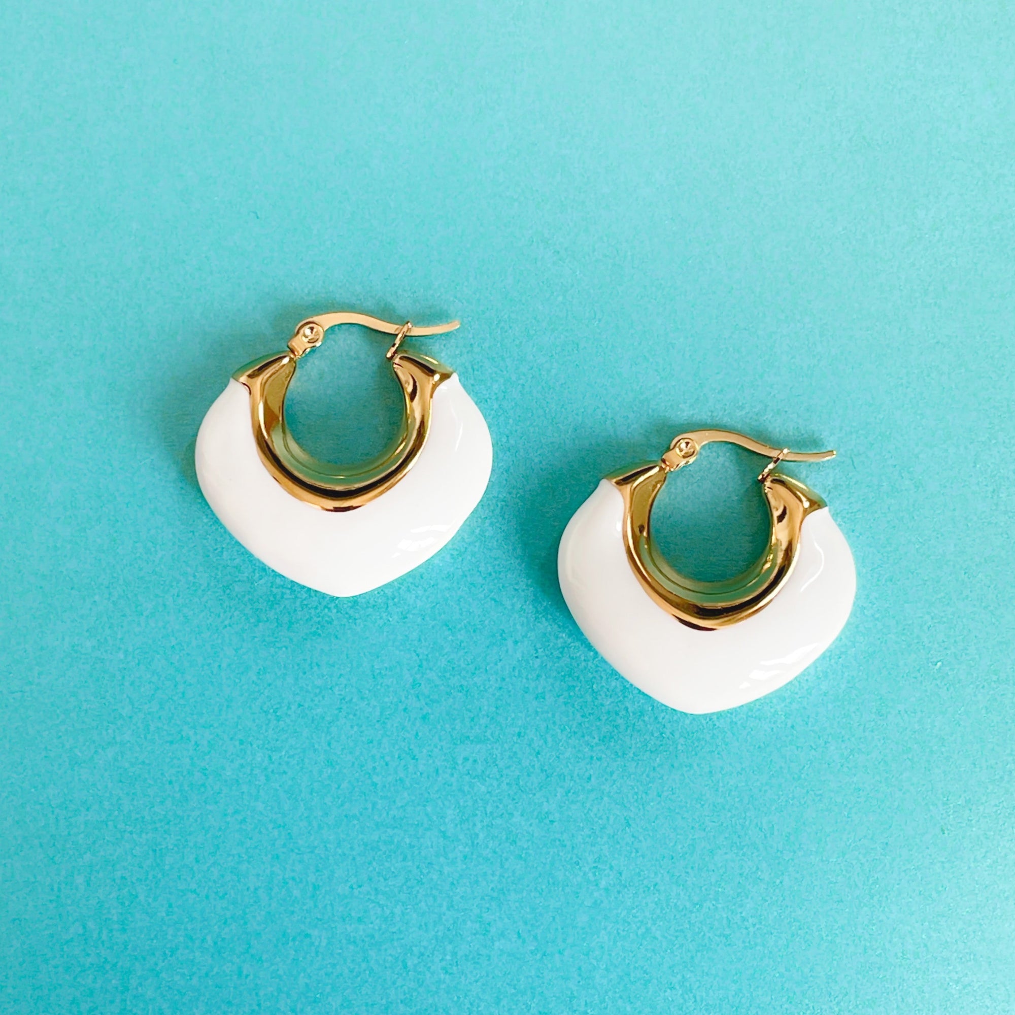 Lola Luxe 18k White Enamel Hoops