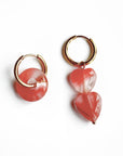 Cece Coral Mismatch Hoop Earrings