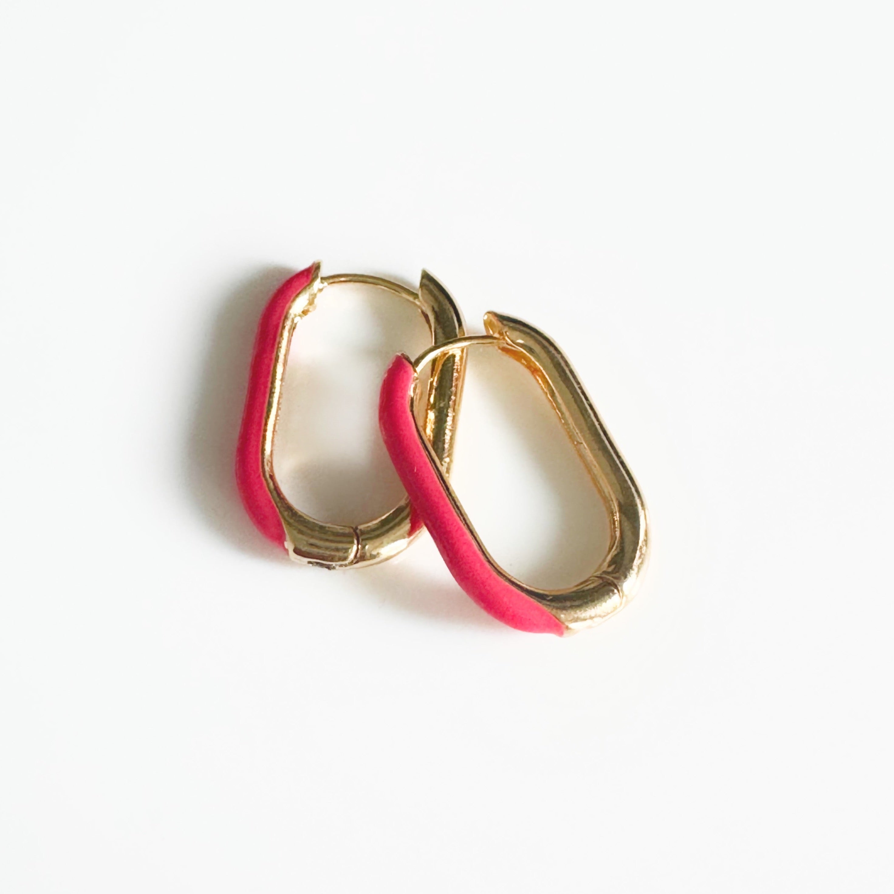 Harper Pink Oval Hoop Earrings