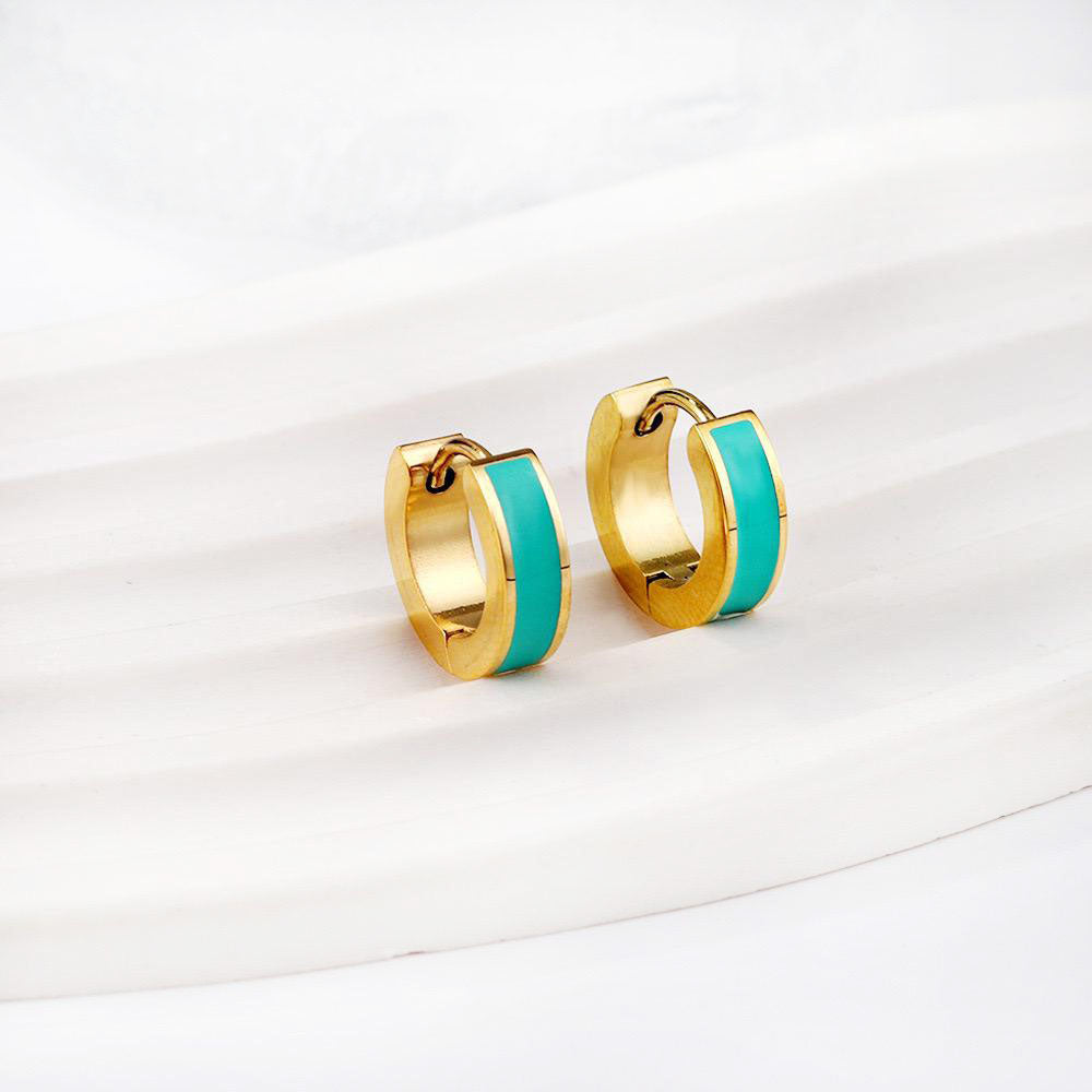 Alice Luxe 18k Gold Plated Turquoise Huggie Hoops