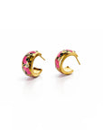 pink floral gold hoop earrings 