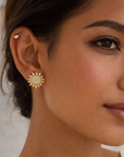 Gold Sun and Moon Large Jewelled Stud Earrings Celestial 18k Gold Plated