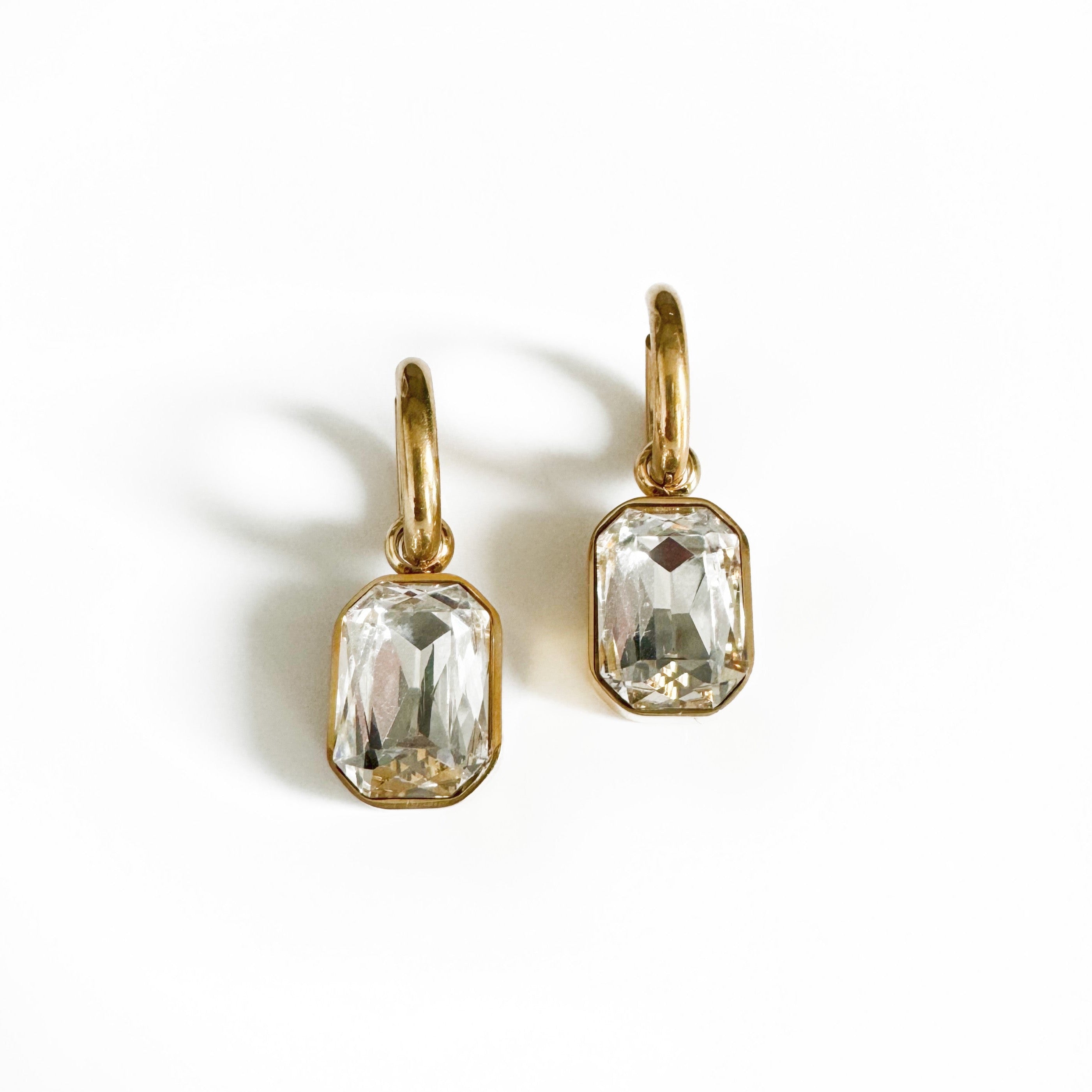 Rani Luxe 18k Gold Plated Clear Jewel Earrings