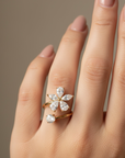 Fleur Luxe 18k Gold Plated Open Crystal Flower Ring