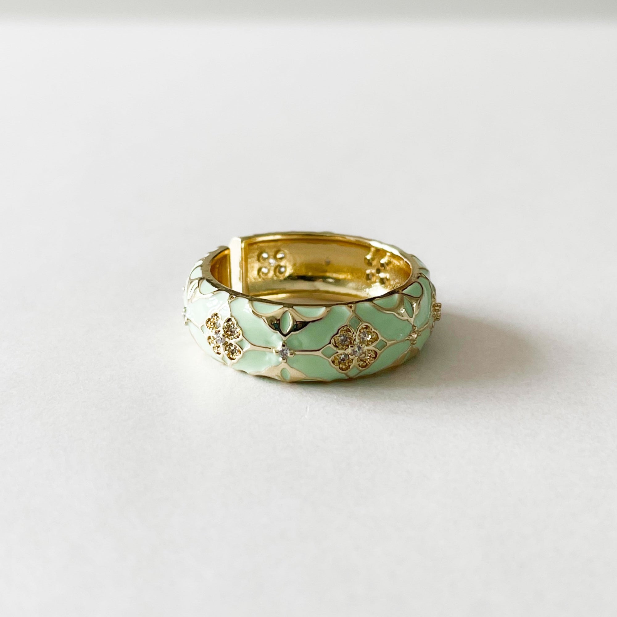 Cleo Mint Jewelled Enamel Ring