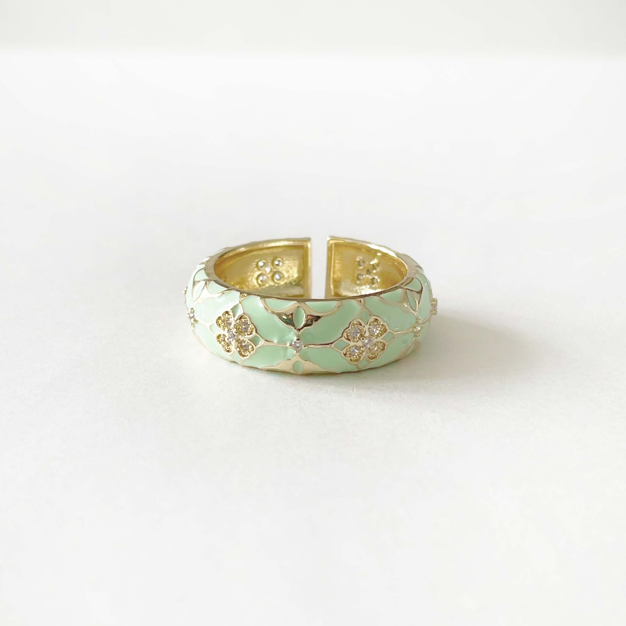 Cleo Mint Jewelled Enamel Ring