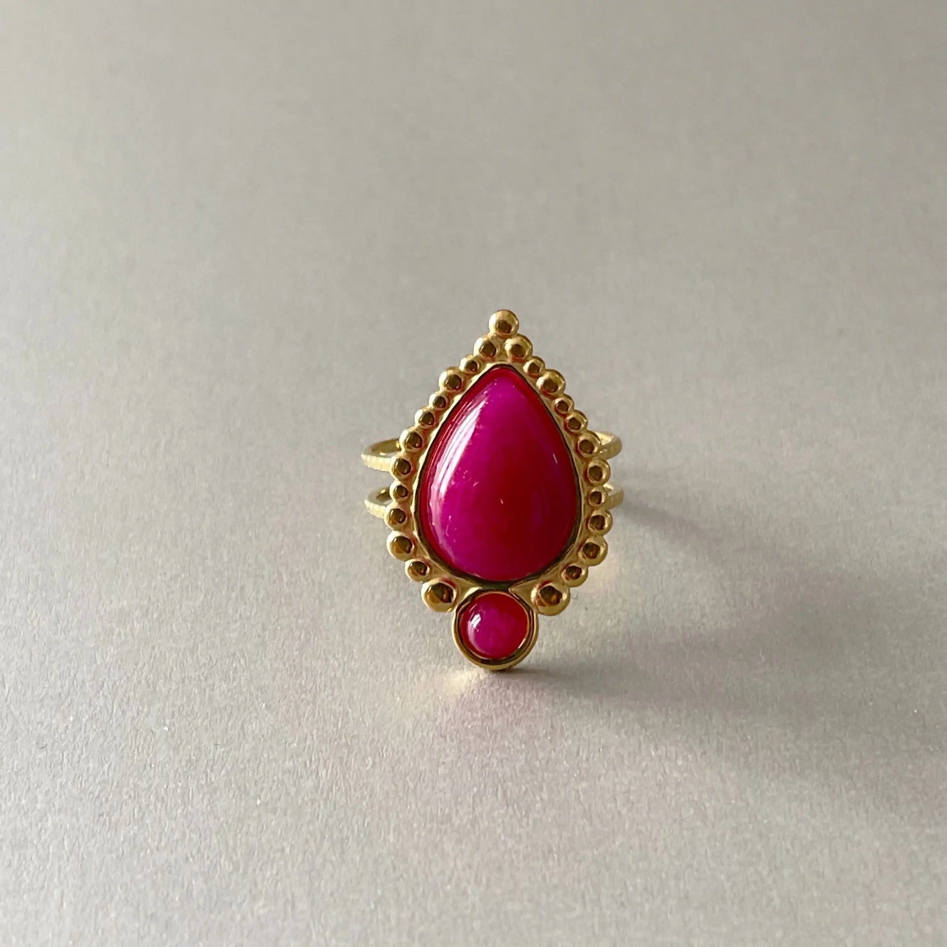 Adhira 18k Gold Plated Teardrop Stone Ring