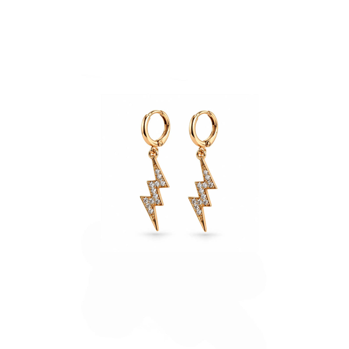 Electra Luxe Gold Crystal Lightning Bolt Huggie Earrings Luxe Tones