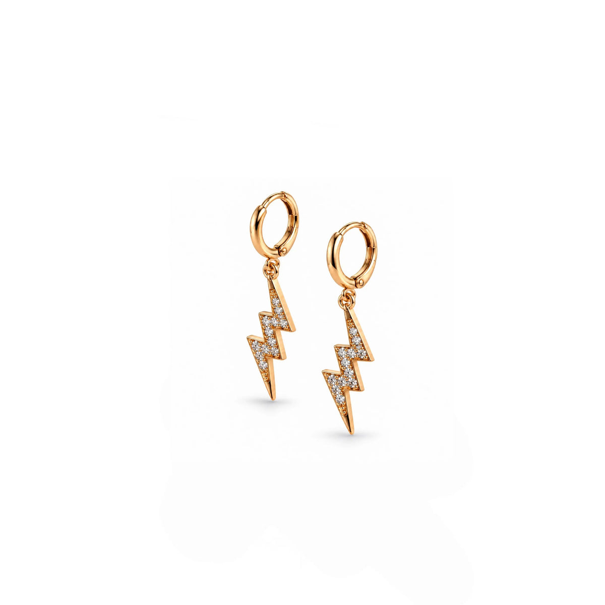Electra Luxe Gold Crystal Lightning Bolt Huggie Earrings Luxe Tones