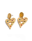 Fortuna Luxe 18k Gold Plated Multi Stone Heart Earrings