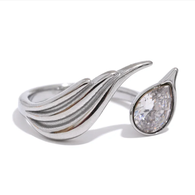 Leelia Silver Tone Jewel  Wrap Ring