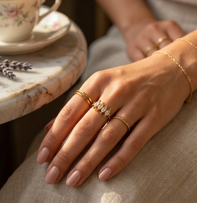 Aria Luxe 18k Gold Plated Marquise Ring LUXE TONES