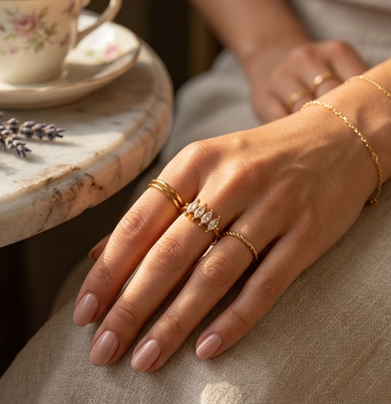 Aria Luxe 18k Gold Plated Marquise Ring LUXE TONES