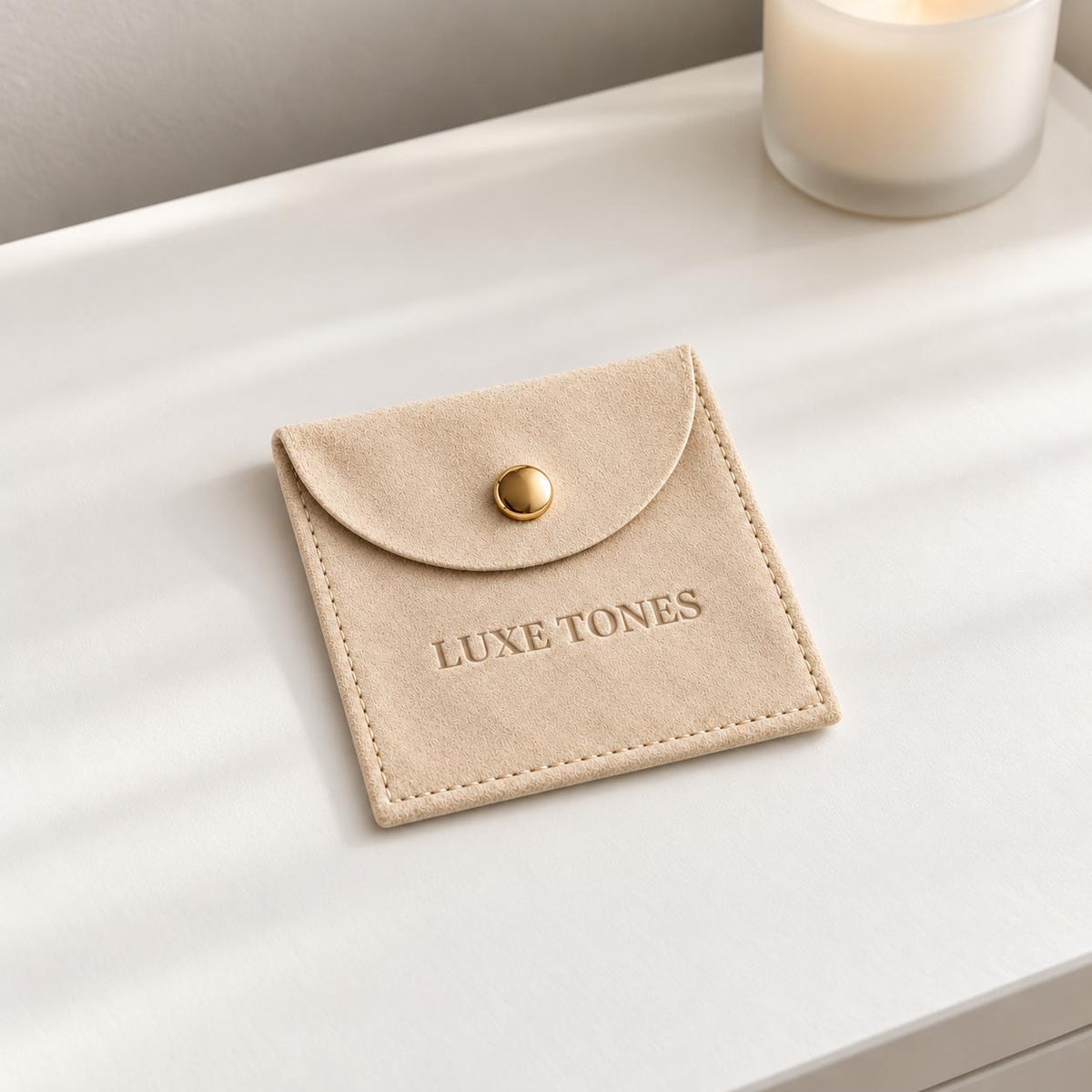 Suede Jewellery Pouch lifestyle photograph