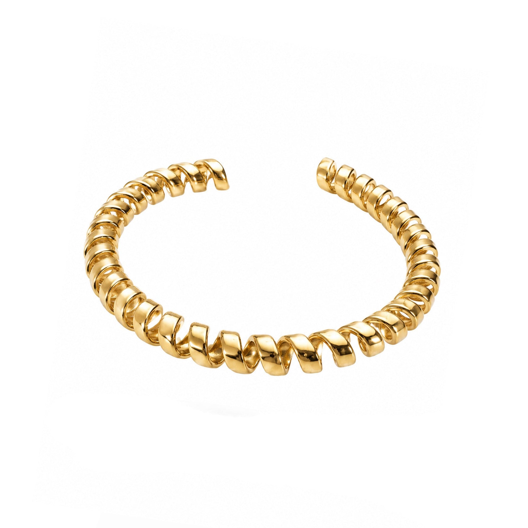 Gold bracelet on a white background