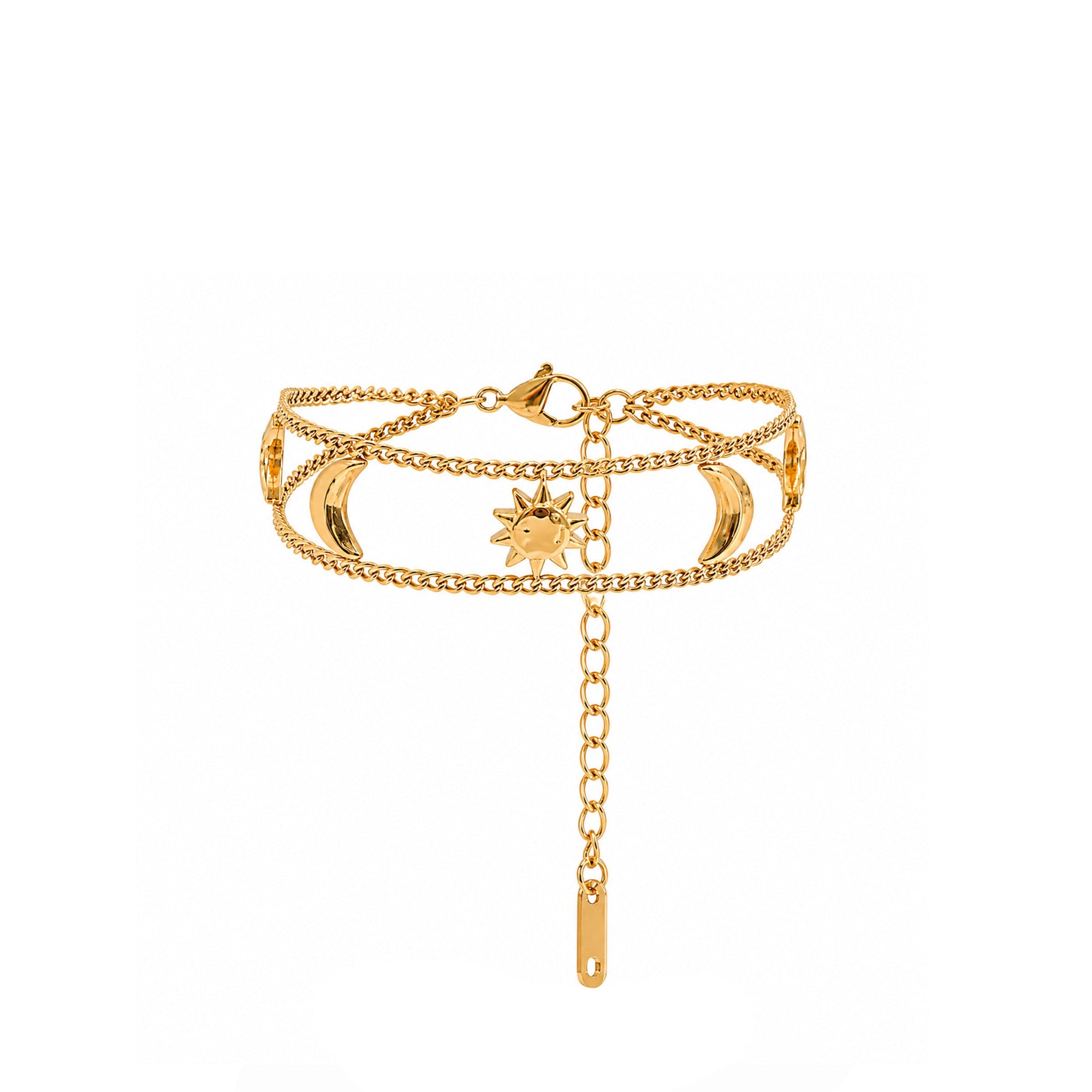 Noemi Luxe 18K Gold Plated Layered Sun &amp; Moon Bracelet