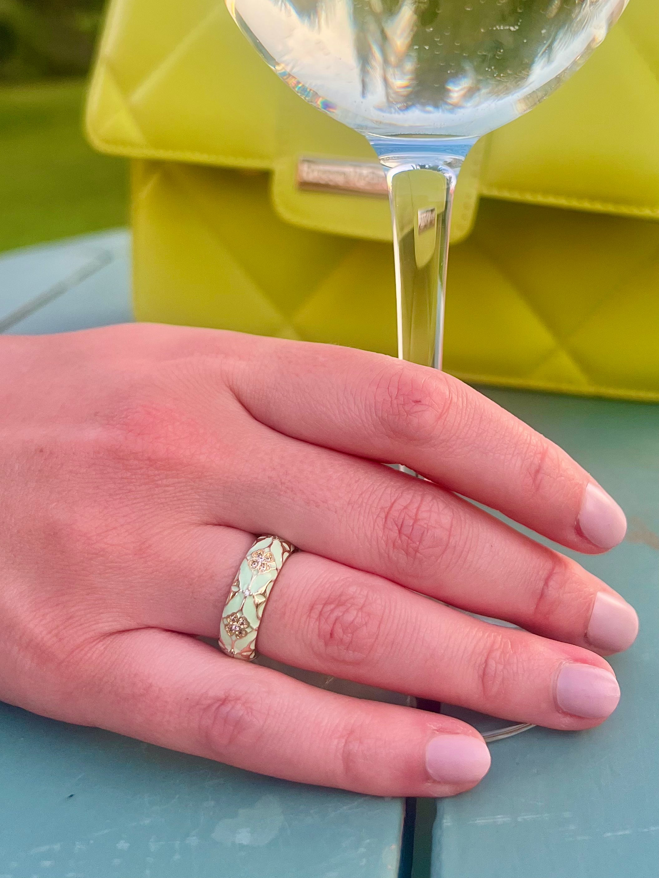 Cleo Mint Jewelled Enamel Ring