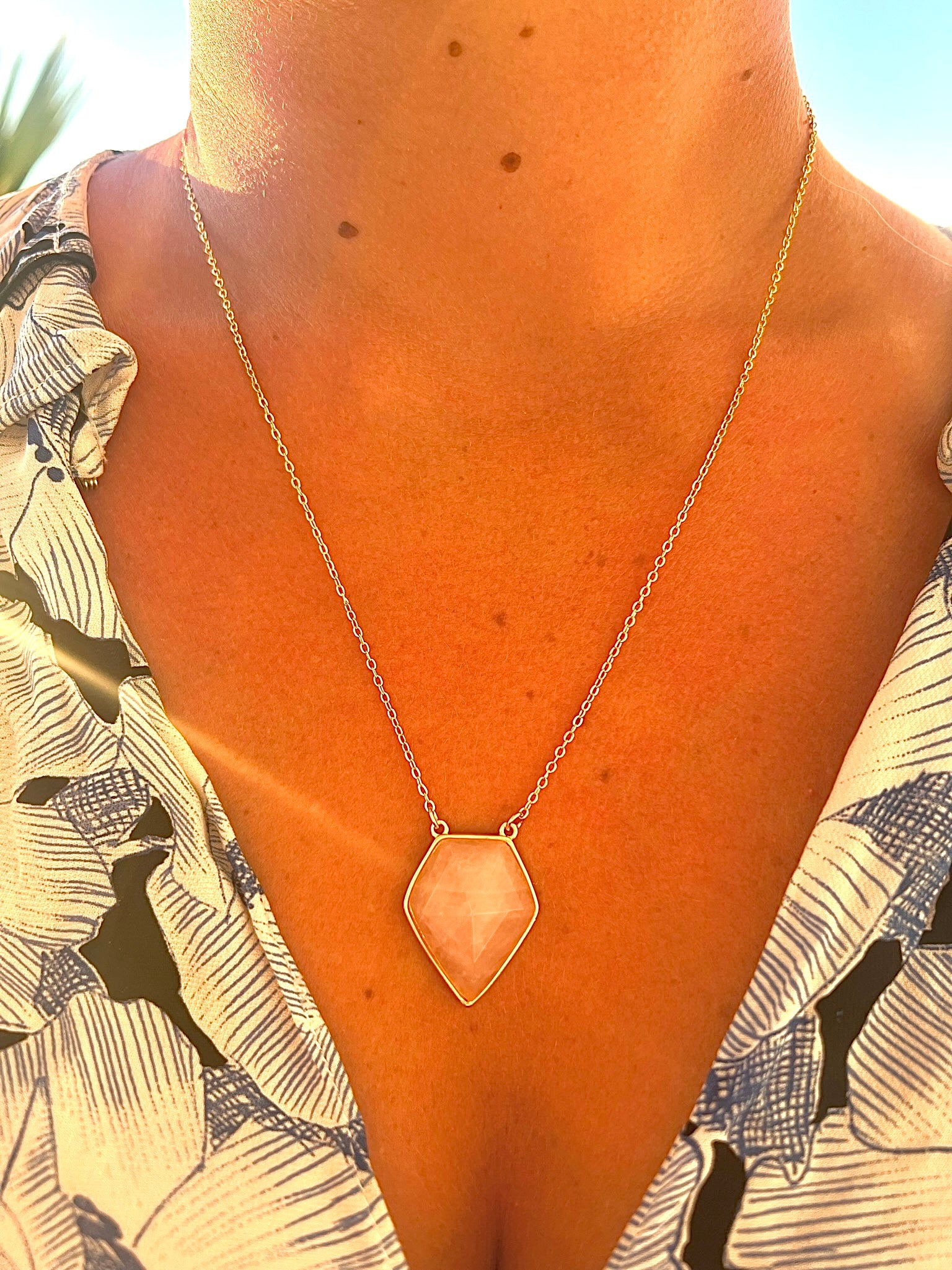 Athena Luxe Faceted Rose Quartz Necklace