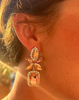 Analucia Peach Statment Jewel Earrings