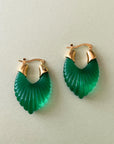 Emerald Ridged Hoop Earring